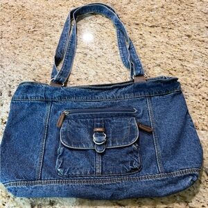 Vintage Y2K Large Blue Jean Shoulder Bag Tote Bag